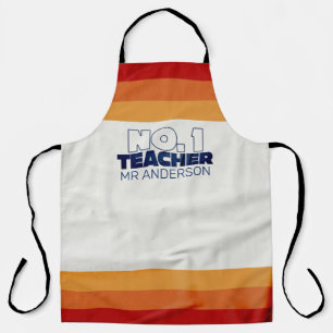 Retro-Lehrer modernes blau-rotes stilvolles Tote-B Schürze