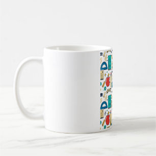 Retro-Lehrer-Schulbedarf-Muster Kaffeetasse