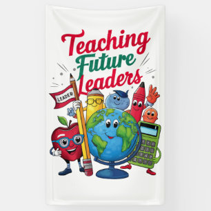 Retro-Lehrer unterrichtet zukünftige Führungskräft Banner