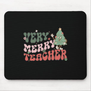 Retro Lehrer Weihnachten Sehr frohe Lehrerin Mousepad