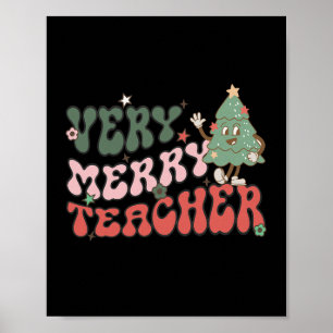 Retro Lehrer Weihnachten Sehr frohe Lehrerin Poster