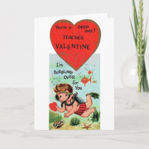 Retro-Lehrerin Valentine Feiertagskarte