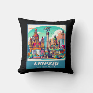 Retro Leipzig Skyline Kissen
