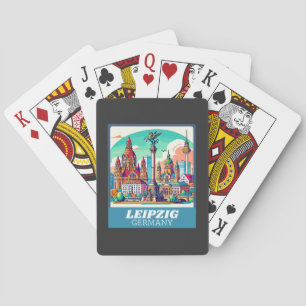 Retro Leipzig Skyline Spielkarten