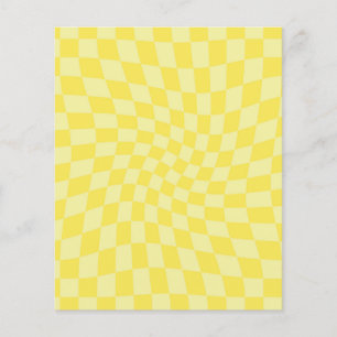 Retro Lemon Yellow Paston Warped Checkerboard
