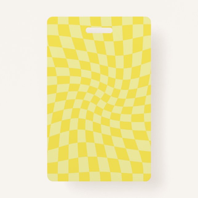 Retro Lemon Yellow Paston Warped Checkerboard Ausweis (Vorderseite)