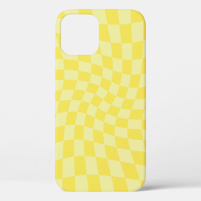 Retro Lemon Yellow Paston Warped Checkerboard Case-Mate iPhone Hülle (Rückseite)