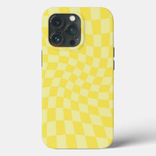 Retro Lemon Yellow Paston Warped Checkerboard   Case-Mate iPhone Hülle
