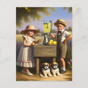 Retro Lemonade Stand haben einen guten Sommer Postkarte