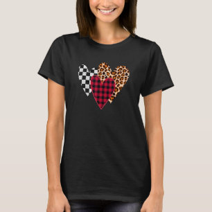 Retro Leopard Buffalo Schwarz und Weiß Kariert 3 H T-Shirt