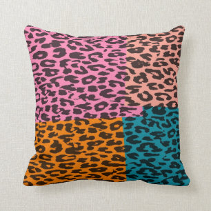Retro Leopard-Druck (Grün, Rosa, Lila, Orange) Kissen