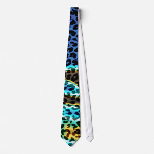 Retro Leopard-Druck-Haut (Blau und Aqua) Krawatte
