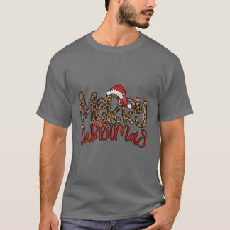 Retro Leopard Frohe Weihnachts-Weihnachtsmannmütze T-Shirt