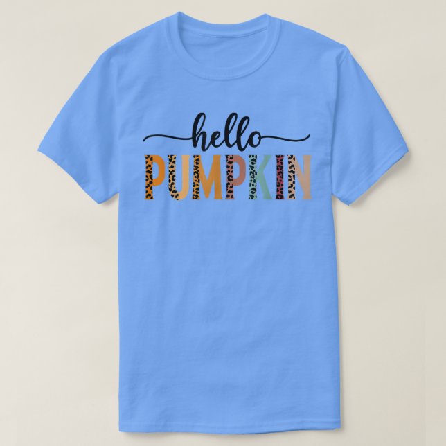 Retro Leopard Hello Pumpkin Fall Saison Herbst Her T-Shirt (Design vorne)