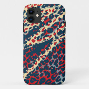 Retro Leopard Print Skin (blau, rot, gelb) Case-Mate iPhone Hülle