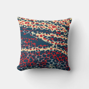 Retro Leopard Print Skin (BLue, Rot, Bisque) Kissen