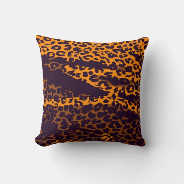 Retro Leopard Print Skin Fur (braun, gelb) Kissen (Vorderseite)