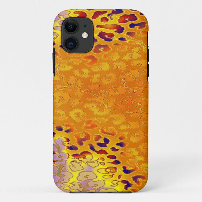 Retro Leopard Print Skin (Gelb, Orange, Grau) Case-Mate iPhone Hülle (Rückseite)
