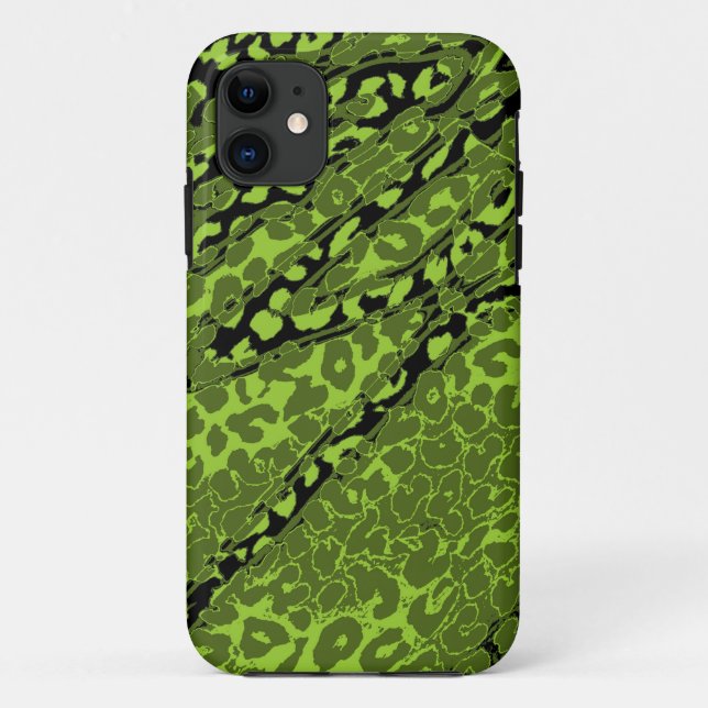 Retro Leopard Print Skin (grün, Limon, schwarz) Case-Mate iPhone Hülle (Rückseite)