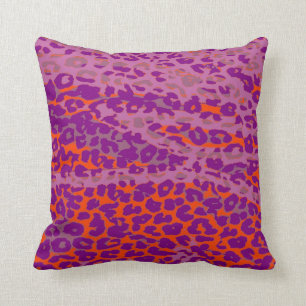 Retro Leopard Print Skin (Orange, Lila, Pink) Kissen