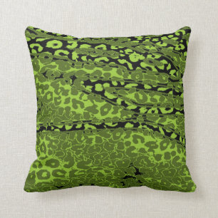 Retro Leopard Printhaut (Limon, grün, schwarz) Kissen