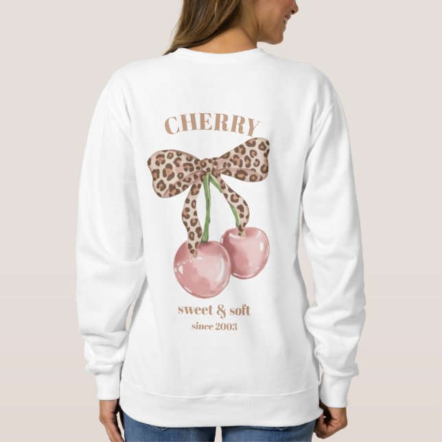 Retro Leopard Schleife Kirsche Süß & Sanft Seit Sl Sweatshirt (Rückseite)
