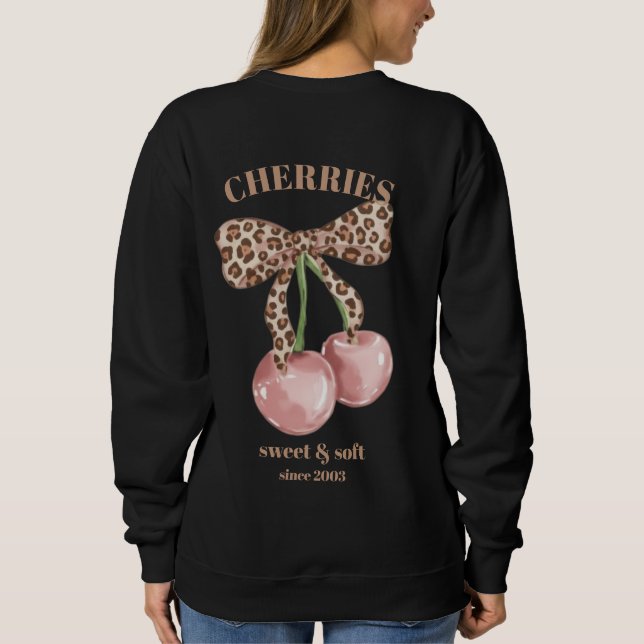 Retro Leopard Schleife Kirsche Süß & Sanft Seit Sl Sweatshirt (Rückseite)