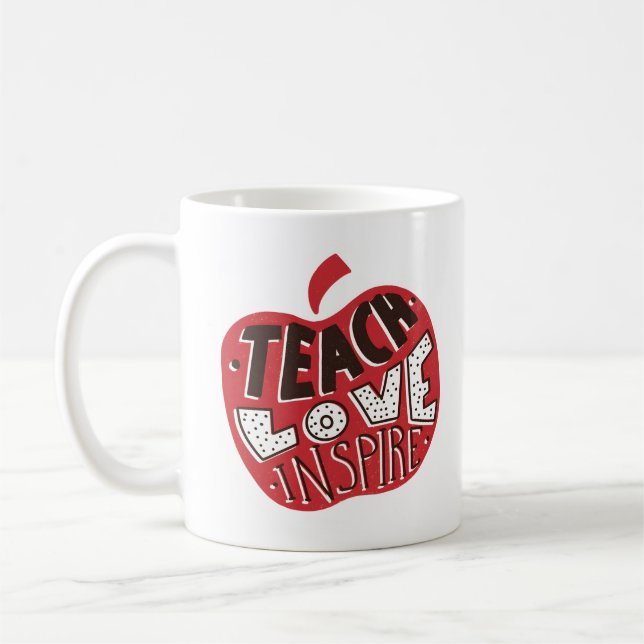 Retro Leopard Teach Liebe Inspirier Art Kaffeetasse (Links)