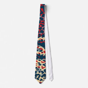 Retro-Leoparden-Druck-Haut (Blau und Rot) Krawatte