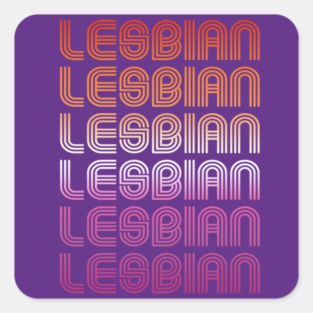 RETRO LESBIAN PRIDE PATTERN T - Shirt Quadratischer Aufkleber (Vorderseite)
