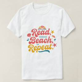 Retro-Lese-Strand-Wiederholung Sommer-Buchliebhabe T-Shirt