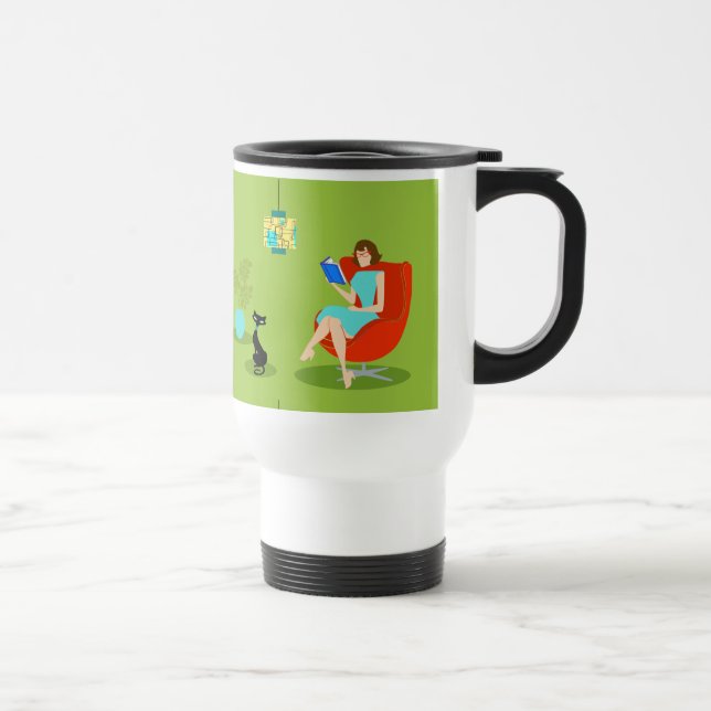 Retro Lesefrauen-Reise-Tasse Reisebecher (Rechts)