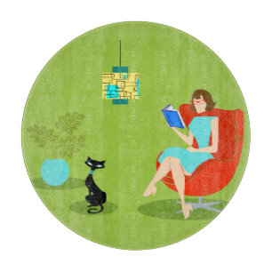 Retro Lesefrauen-Schneidebrett Schneidebrett