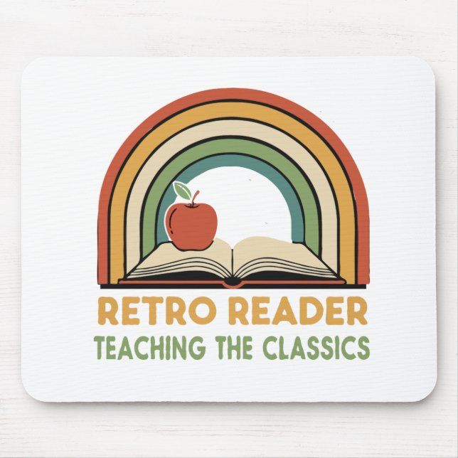 Retro-Leser, der die Klassik lehrt | Vintager 70er Mousepad (Vorne)
