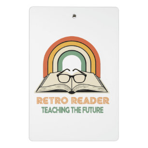 Retro Leser unterrichtet die Zukunft Vintage 70e Mini Klemmbrett