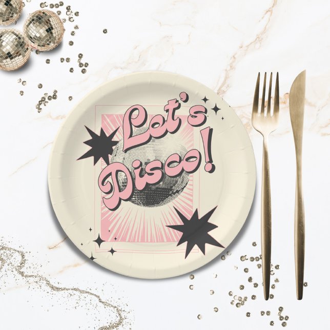 Retro Let's Disco Geburtstag Pappteller (Retro Let's Disco Birthday Paper Plates)