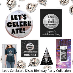 Retro Let's feiern Geburtstag Disco Ball Black Serviette