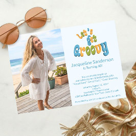 Retro Let's Get Groovy Photo 60th Birthday Party Einladung