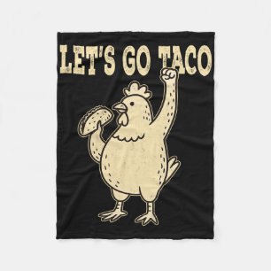 Retro Let's Go Taco Hühnchen Holding Taco Vintag Fleecedecke