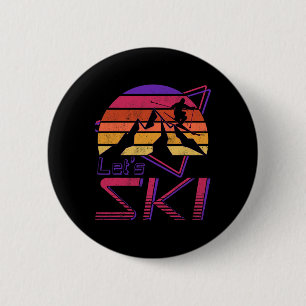 Retro Let's Ski Vintage 80er 90er Snow Skiing Button