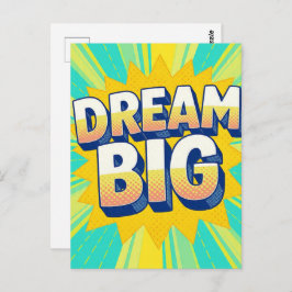 Retro lettering dream big text postkarte