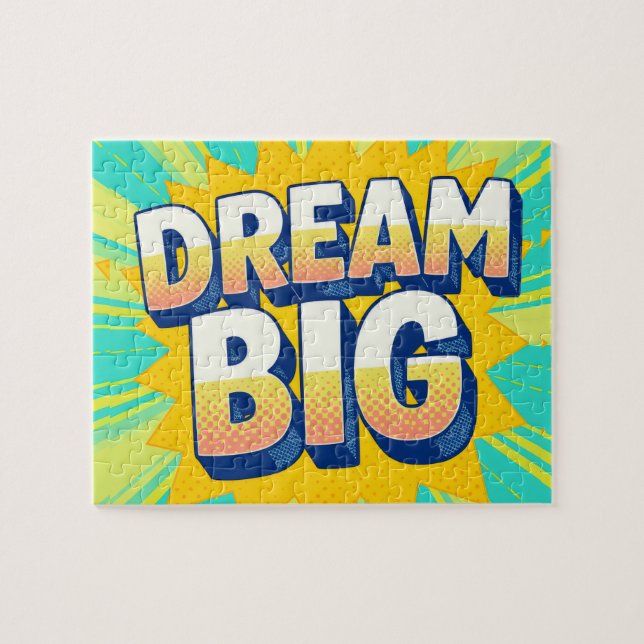 Retro lettering dream big text puzzle (Horizontal)