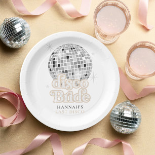 Retro Letzte Disco-Braut Brautparty Pappteller