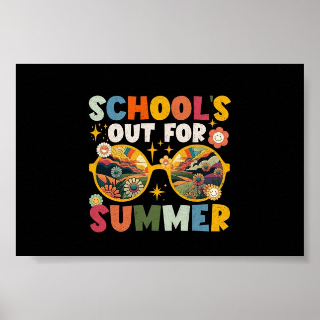 Retro Letzten Schultag für Sommerlehrer Poster (Vorne)