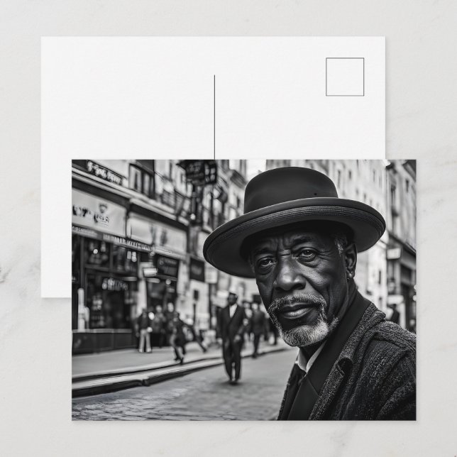 Retro-Leute auf der Straße Postkarte (Vorne/Hinten)