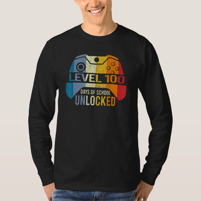 Retro Level 100 Days Of School Unlocked 100th Day  T-Shirt (Vorderseite)
