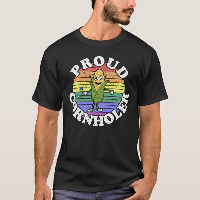 Retro LGBT Proud Cornholer Cornloch T-Shirt (Vorderseite)