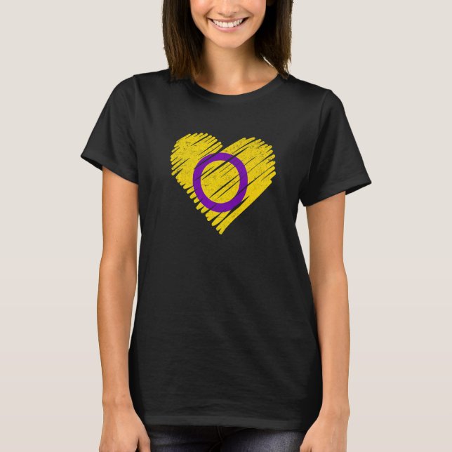 Retro Lgbtq Prix Intersex Flag Herz T-Shirt (Vorderseite)