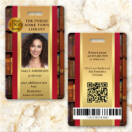 Retro Library Books Employee Photo ID Badge Ausweis