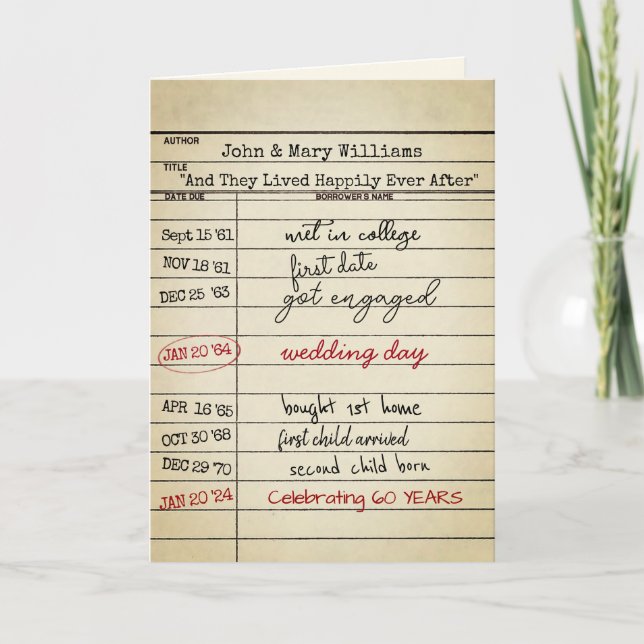 Retro Library Card 60 Jahre alt Karte (Vorderseite)